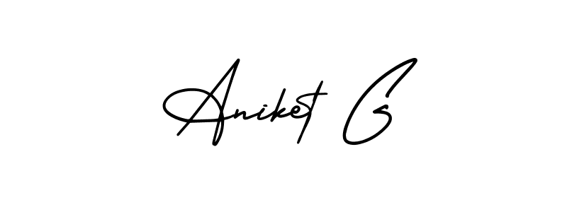How to make Aniket G name signature. Use AmerikaSignatureDemo-Regular style for creating short signs online. This is the latest handwritten sign. Aniket G signature style 3 images and pictures png