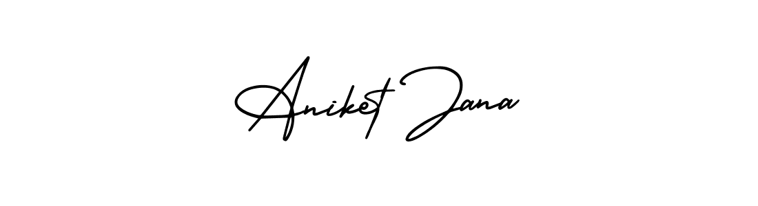 Aniket Jana stylish signature style. Best Handwritten Sign (AmerikaSignatureDemo-Regular) for my name. Handwritten Signature Collection Ideas for my name Aniket Jana. Aniket Jana signature style 3 images and pictures png