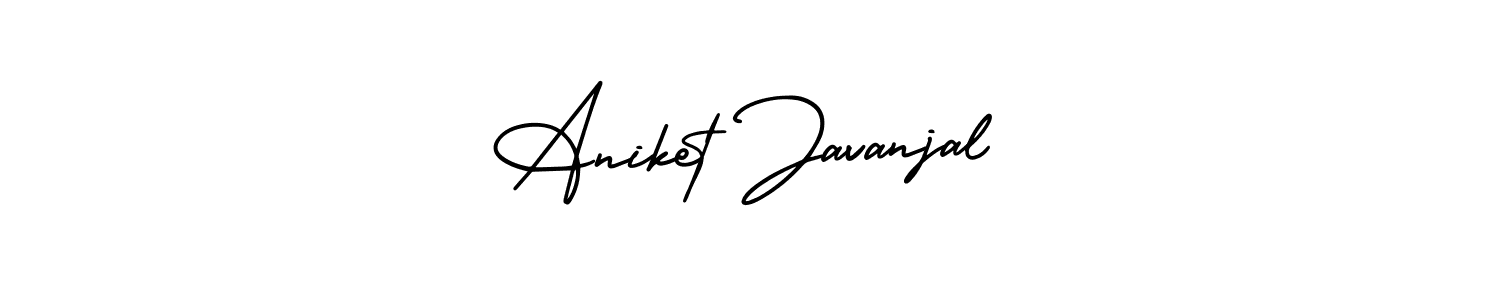 This is the best signature style for the Aniket Javanjal name. Also you like these signature font (AmerikaSignatureDemo-Regular). Mix name signature. Aniket Javanjal signature style 3 images and pictures png