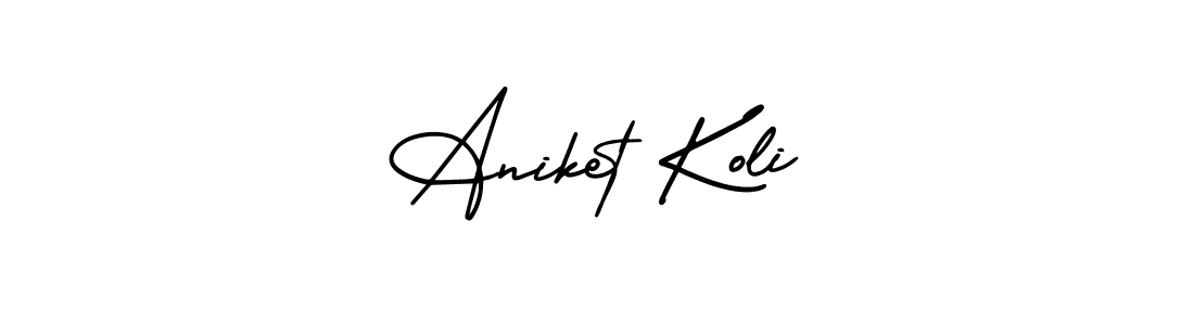 Make a short Aniket Koli signature style. Manage your documents anywhere anytime using AmerikaSignatureDemo-Regular. Create and add eSignatures, submit forms, share and send files easily. Aniket Koli signature style 3 images and pictures png