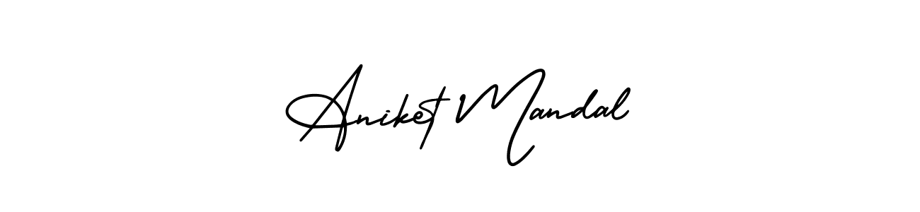 This is the best signature style for the Aniket Mandal name. Also you like these signature font (AmerikaSignatureDemo-Regular). Mix name signature. Aniket Mandal signature style 3 images and pictures png