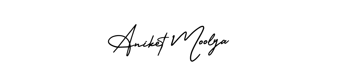 The best way (AmerikaSignatureDemo-Regular) to make a short signature is to pick only two or three words in your name. The name Aniket Moolya include a total of six letters. For converting this name. Aniket Moolya signature style 3 images and pictures png