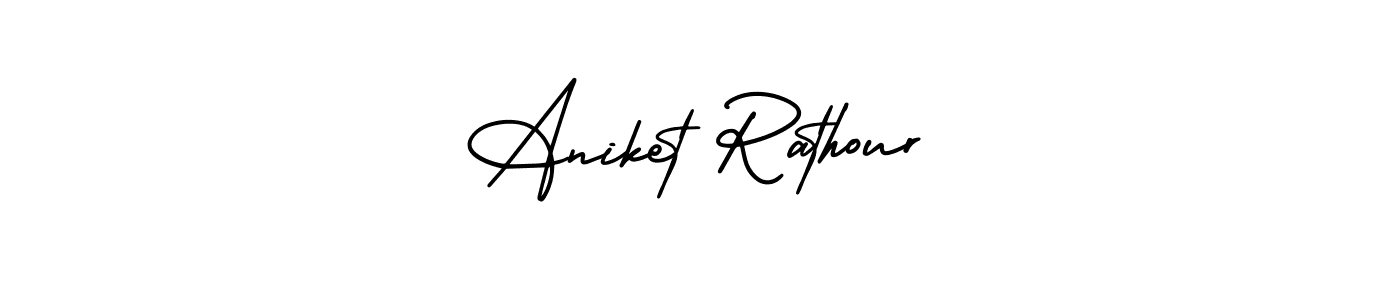 Aniket Rathour stylish signature style. Best Handwritten Sign (AmerikaSignatureDemo-Regular) for my name. Handwritten Signature Collection Ideas for my name Aniket Rathour. Aniket Rathour signature style 3 images and pictures png