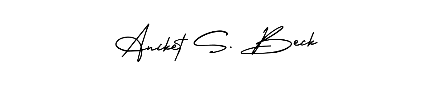 This is the best signature style for the Aniket S. Beck name. Also you like these signature font (AmerikaSignatureDemo-Regular). Mix name signature. Aniket S. Beck signature style 3 images and pictures png