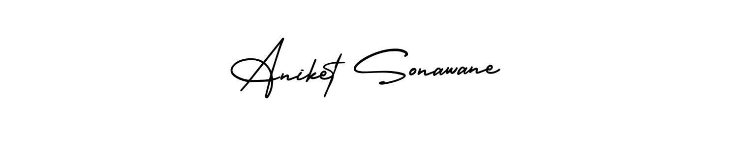 Aniket Sonawane stylish signature style. Best Handwritten Sign (AmerikaSignatureDemo-Regular) for my name. Handwritten Signature Collection Ideas for my name Aniket Sonawane. Aniket Sonawane signature style 3 images and pictures png