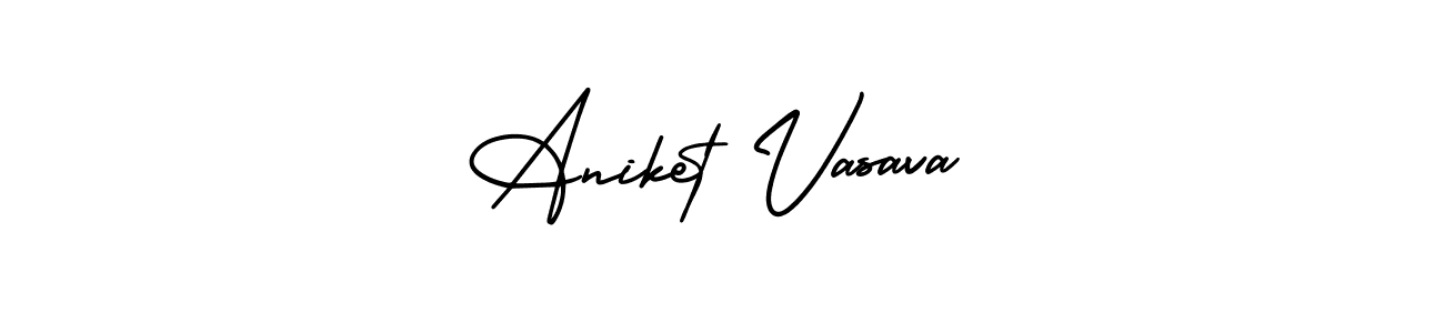 Aniket Vasava stylish signature style. Best Handwritten Sign (AmerikaSignatureDemo-Regular) for my name. Handwritten Signature Collection Ideas for my name Aniket Vasava. Aniket Vasava signature style 3 images and pictures png