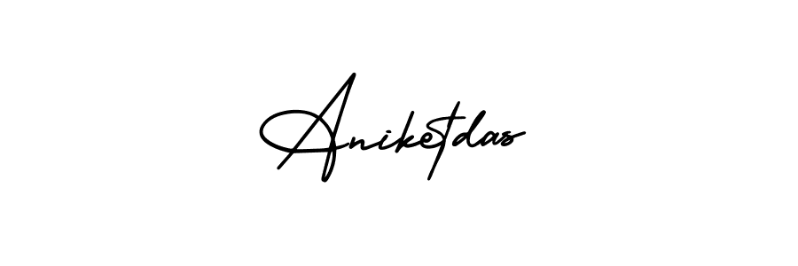 You should practise on your own different ways (AmerikaSignatureDemo-Regular) to write your name (Aniketdas) in signature. don't let someone else do it for you. Aniketdas signature style 3 images and pictures png