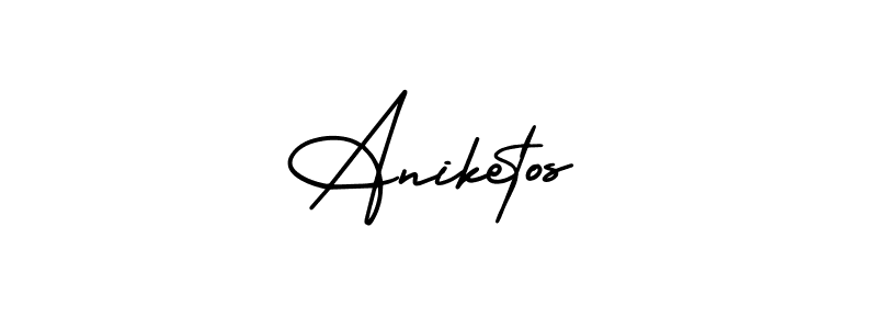 You should practise on your own different ways (AmerikaSignatureDemo-Regular) to write your name (Aniketos) in signature. don't let someone else do it for you. Aniketos signature style 3 images and pictures png