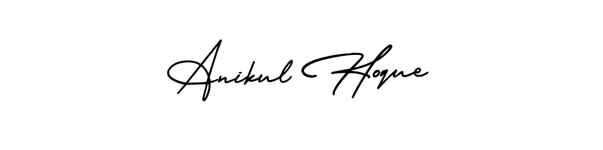 The best way (AmerikaSignatureDemo-Regular) to make a short signature is to pick only two or three words in your name. The name Anikul Hoque include a total of six letters. For converting this name. Anikul Hoque signature style 3 images and pictures png