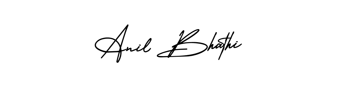 The best way (AmerikaSignatureDemo-Regular) to make a short signature is to pick only two or three words in your name. The name Anil Bhathi include a total of six letters. For converting this name. Anil Bhathi signature style 3 images and pictures png