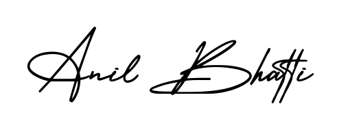 A classic penmanship look for Anil Bhatti. The AmerikaSignatureDemo-Regular font brings timeless elegance and confidence to every signed document. Anil Bhatti signature style 3 images and pictures png
