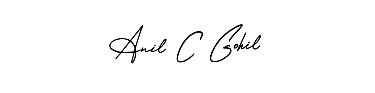 You should practise on your own different ways (AmerikaSignatureDemo-Regular) to write your name (Anil C Gohil) in signature. don't let someone else do it for you. Anil C Gohil signature style 3 images and pictures png