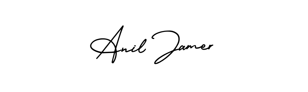 The best way (AmerikaSignatureDemo-Regular) to make a short signature is to pick only two or three words in your name. The name Anil Jamer include a total of six letters. For converting this name. Anil Jamer signature style 3 images and pictures png