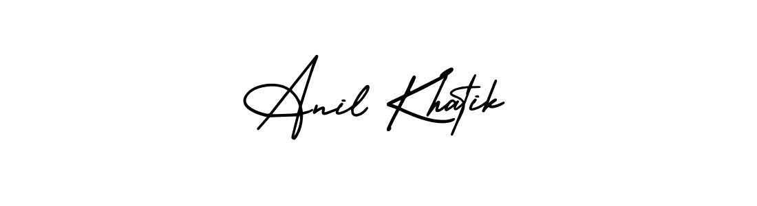 The best way (AmerikaSignatureDemo-Regular) to make a short signature is to pick only two or three words in your name. The name Anil Khatik include a total of six letters. For converting this name. Anil Khatik signature style 3 images and pictures png