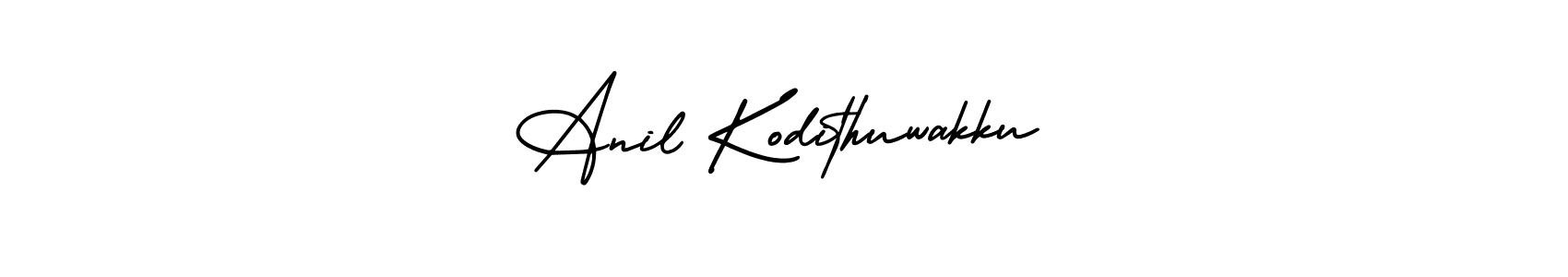 You should practise on your own different ways (AmerikaSignatureDemo-Regular) to write your name (Anil Kodithuwakku) in signature. don't let someone else do it for you. Anil Kodithuwakku signature style 3 images and pictures png