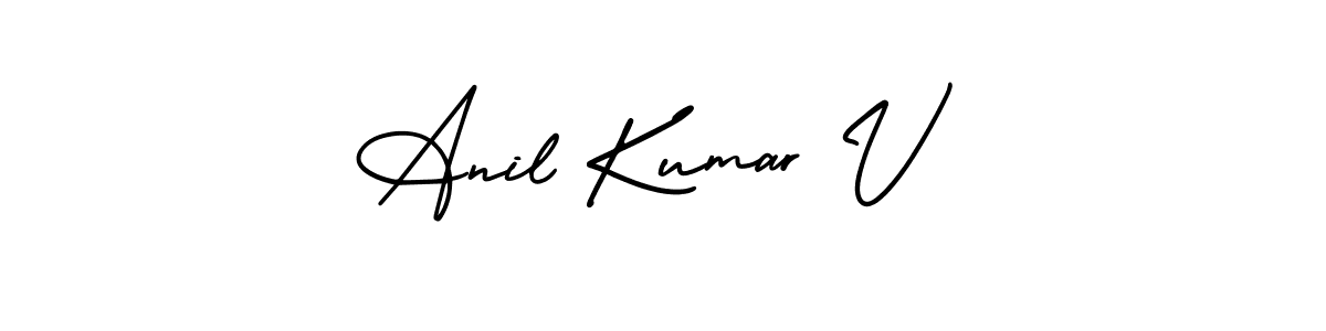 You should practise on your own different ways (AmerikaSignatureDemo-Regular) to write your name (Anil Kumar V) in signature. don't let someone else do it for you. Anil Kumar V signature style 3 images and pictures png