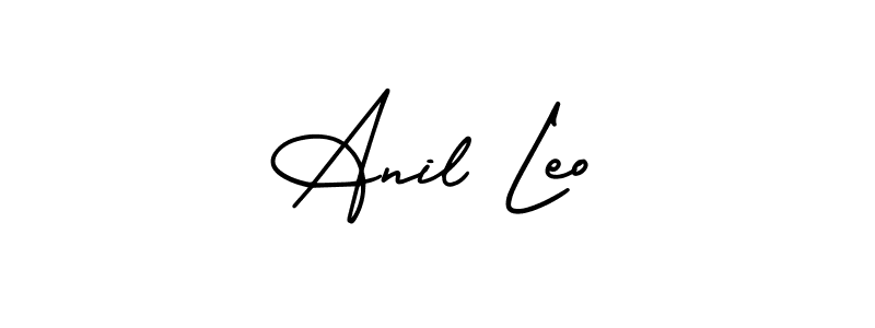 You should practise on your own different ways (AmerikaSignatureDemo-Regular) to write your name (Anil Leo) in signature. don't let someone else do it for you. Anil Leo signature style 3 images and pictures png