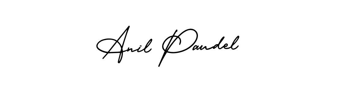 You should practise on your own different ways (AmerikaSignatureDemo-Regular) to write your name (Anil Paudel) in signature. don't let someone else do it for you. Anil Paudel signature style 3 images and pictures png