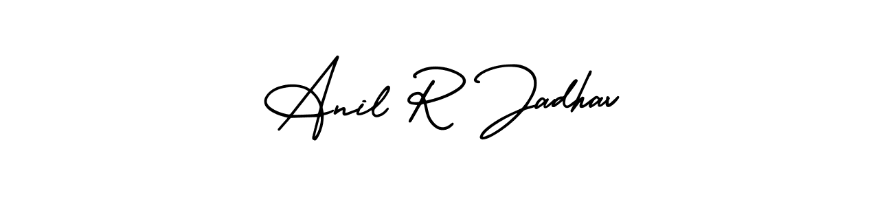 The best way (AmerikaSignatureDemo-Regular) to make a short signature is to pick only two or three words in your name. The name Anil R Jadhav include a total of six letters. For converting this name. Anil R Jadhav signature style 3 images and pictures png