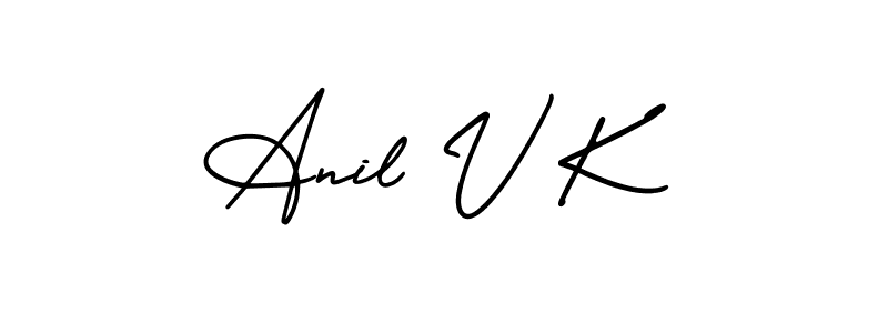 Similarly AmerikaSignatureDemo-Regular is the best handwritten signature design. Signature creator online .You can use it as an online autograph creator for name Anil V K. Anil V K signature style 3 images and pictures png