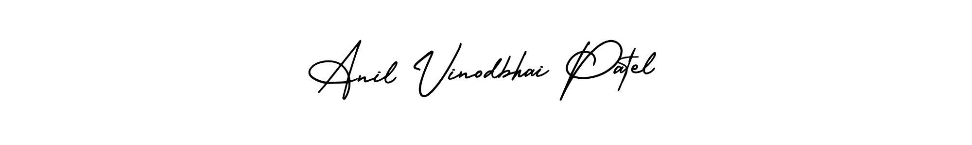 You should practise on your own different ways (AmerikaSignatureDemo-Regular) to write your name (Anil Vinodbhai Patel) in signature. don't let someone else do it for you. Anil Vinodbhai Patel signature style 3 images and pictures png