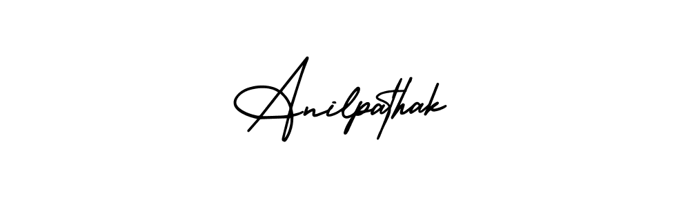 The best way (AmerikaSignatureDemo-Regular) to make a short signature is to pick only two or three words in your name. The name Anilpathak include a total of six letters. For converting this name. Anilpathak signature style 3 images and pictures png