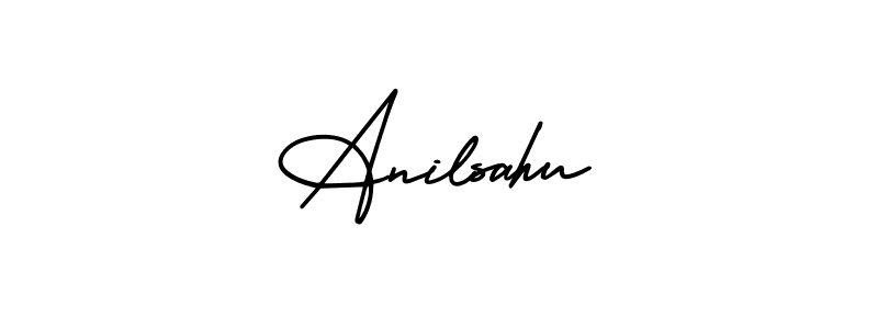 How to make Anilsahu name signature. Use AmerikaSignatureDemo-Regular style for creating short signs online. This is the latest handwritten sign. Anilsahu signature style 3 images and pictures png