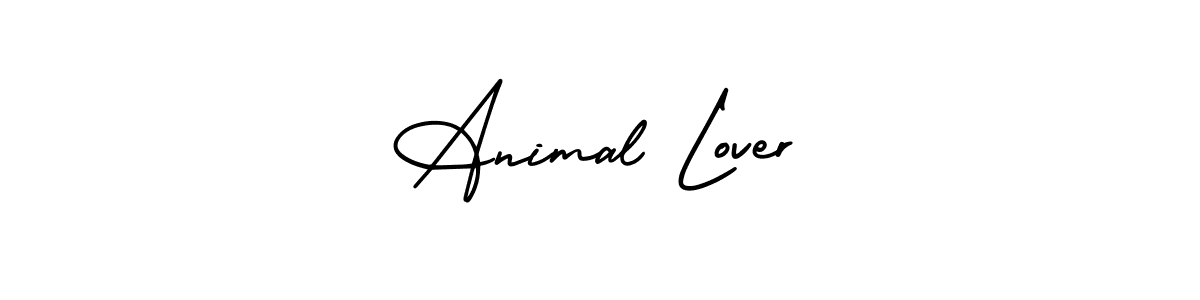 The best way (AmerikaSignatureDemo-Regular) to make a short signature is to pick only two or three words in your name. The name Animal Lover include a total of six letters. For converting this name. Animal Lover signature style 3 images and pictures png