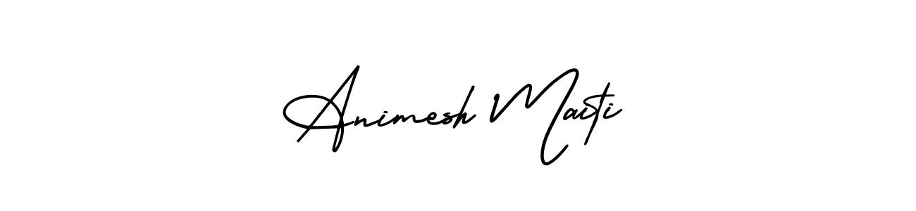 The best way (AmerikaSignatureDemo-Regular) to make a short signature is to pick only two or three words in your name. The name Animesh Maiti include a total of six letters. For converting this name. Animesh Maiti signature style 3 images and pictures png
