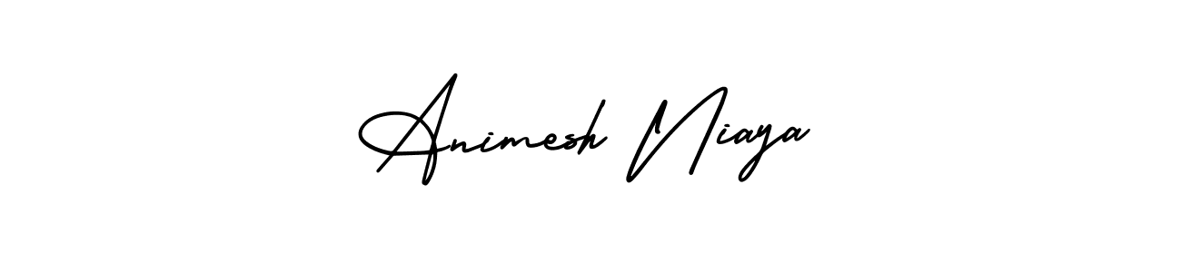 You should practise on your own different ways (AmerikaSignatureDemo-Regular) to write your name (Animesh Niaya) in signature. don't let someone else do it for you. Animesh Niaya signature style 3 images and pictures png