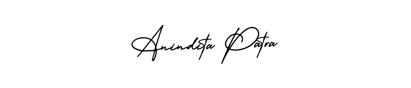 This is the best signature style for the Anindita Patra name. Also you like these signature font (AmerikaSignatureDemo-Regular). Mix name signature. Anindita Patra signature style 3 images and pictures png