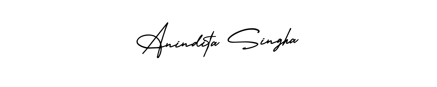You should practise on your own different ways (AmerikaSignatureDemo-Regular) to write your name (Anindita Singha) in signature. don't let someone else do it for you. Anindita Singha signature style 3 images and pictures png