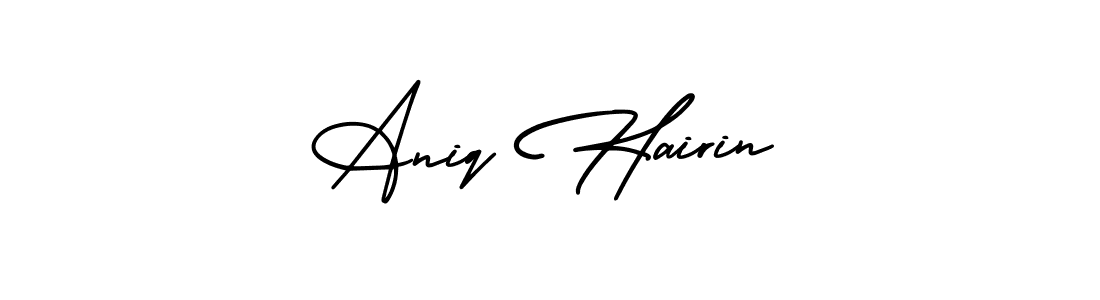 Aniq Hairin stylish signature style. Best Handwritten Sign (AmerikaSignatureDemo-Regular) for my name. Handwritten Signature Collection Ideas for my name Aniq Hairin. Aniq Hairin signature style 3 images and pictures png