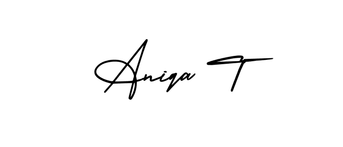 Make a beautiful signature design for name Aniqa T. With this signature (AmerikaSignatureDemo-Regular) style, you can create a handwritten signature for free. Aniqa T signature style 3 images and pictures png
