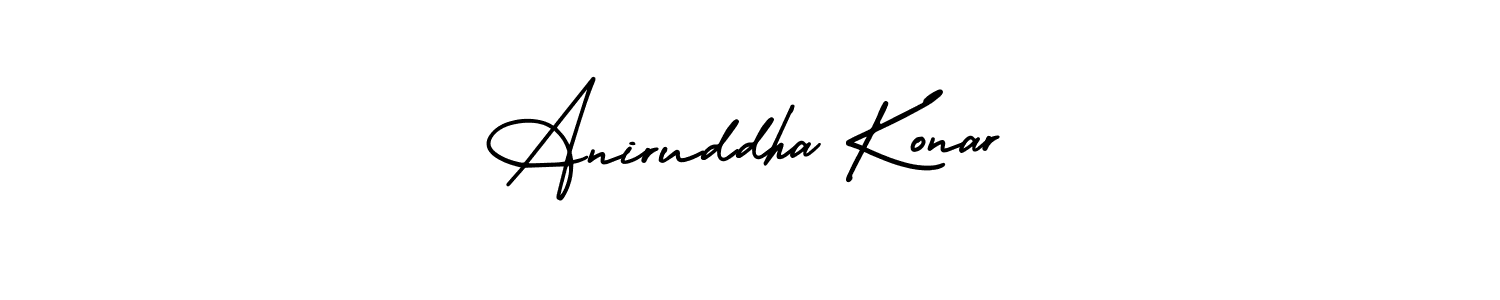 You should practise on your own different ways (AmerikaSignatureDemo-Regular) to write your name (Aniruddha Konar) in signature. don't let someone else do it for you. Aniruddha Konar signature style 3 images and pictures png