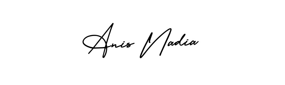 You should practise on your own different ways (AmerikaSignatureDemo-Regular) to write your name (Anis Nadia) in signature. don't let someone else do it for you. Anis Nadia signature style 3 images and pictures png