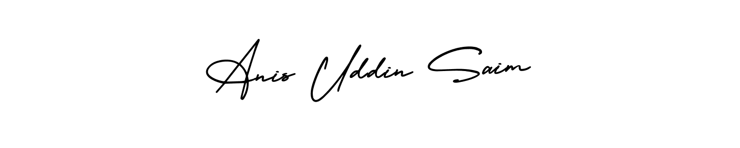 This is the best signature style for the Anis Uddin Saim name. Also you like these signature font (AmerikaSignatureDemo-Regular). Mix name signature. Anis Uddin Saim signature style 3 images and pictures png