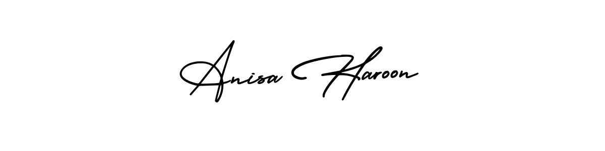 You should practise on your own different ways (AmerikaSignatureDemo-Regular) to write your name (Anisa Haroon) in signature. don't let someone else do it for you. Anisa Haroon signature style 3 images and pictures png