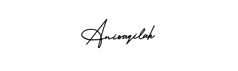 The best way (AmerikaSignatureDemo-Regular) to make a short signature is to pick only two or three words in your name. The name Anisaqilah include a total of six letters. For converting this name. Anisaqilah signature style 3 images and pictures png
