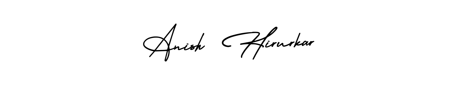 You should practise on your own different ways (AmerikaSignatureDemo-Regular) to write your name (Anish  Hirurkar) in signature. don't let someone else do it for you. Anish  Hirurkar signature style 3 images and pictures png