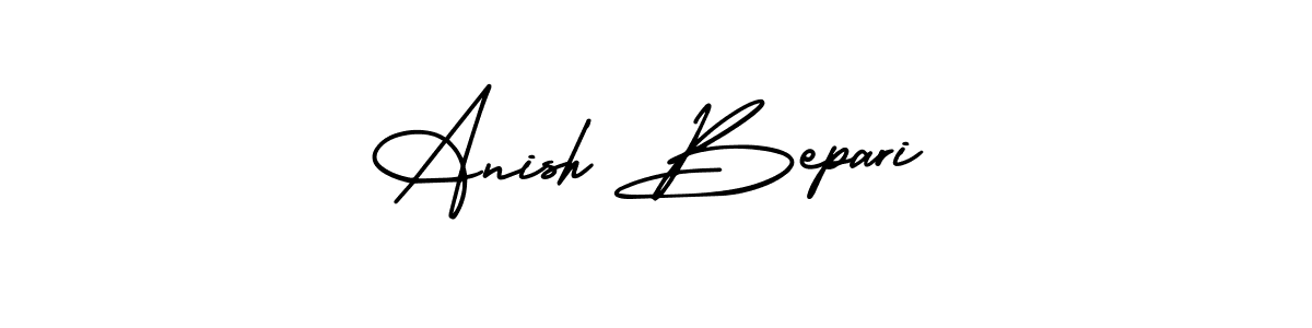 You should practise on your own different ways (AmerikaSignatureDemo-Regular) to write your name (Anish Bepari) in signature. don't let someone else do it for you. Anish Bepari signature style 3 images and pictures png
