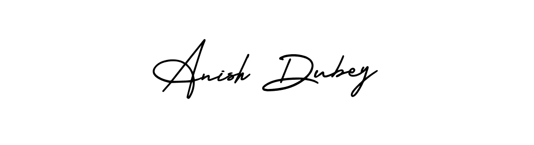 The best way (AmerikaSignatureDemo-Regular) to make a short signature is to pick only two or three words in your name. The name Anish Dubey include a total of six letters. For converting this name. Anish Dubey signature style 3 images and pictures png
