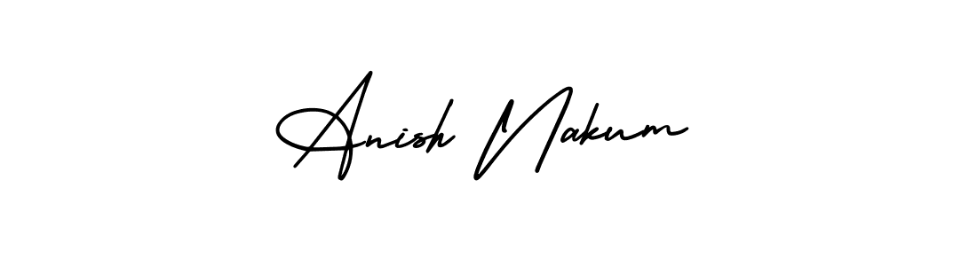 Anish Nakum stylish signature style. Best Handwritten Sign (AmerikaSignatureDemo-Regular) for my name. Handwritten Signature Collection Ideas for my name Anish Nakum. Anish Nakum signature style 3 images and pictures png