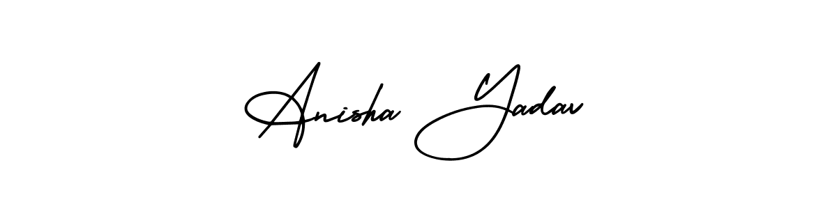 You should practise on your own different ways (AmerikaSignatureDemo-Regular) to write your name (Anisha Yadav) in signature. don't let someone else do it for you. Anisha Yadav signature style 3 images and pictures png