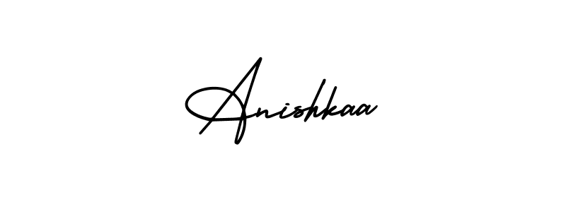 How to make Anishkaa name signature. Use AmerikaSignatureDemo-Regular style for creating short signs online. This is the latest handwritten sign. Anishkaa signature style 3 images and pictures png