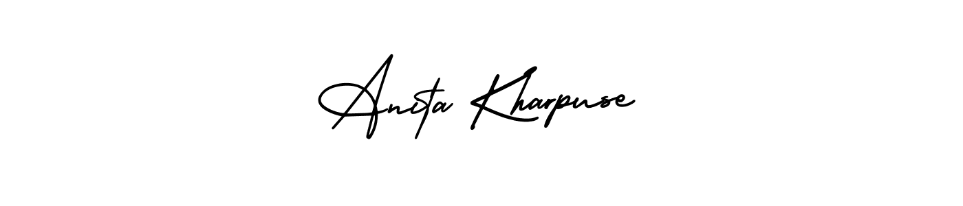 The best way (AmerikaSignatureDemo-Regular) to make a short signature is to pick only two or three words in your name. The name Anita Kharpuse include a total of six letters. For converting this name. Anita Kharpuse signature style 3 images and pictures png