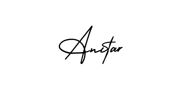 You should practise on your own different ways (AmerikaSignatureDemo-Regular) to write your name (Anitar) in signature. don't let someone else do it for you. Anitar signature style 3 images and pictures png