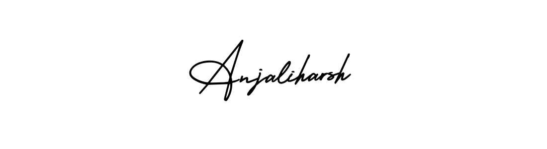 This is the best signature style for the Anjaliharsh name. Also you like these signature font (AmerikaSignatureDemo-Regular). Mix name signature. Anjaliharsh signature style 3 images and pictures png