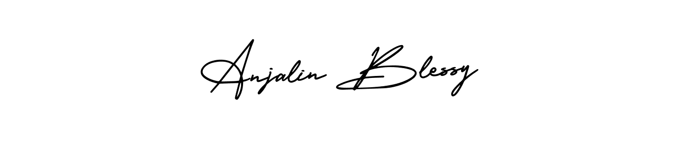 if you are searching for the best signature style for your name Anjalin Blessy. so please give up your signature search. here we have designed multiple signature styles  using AmerikaSignatureDemo-Regular. Anjalin Blessy signature style 3 images and pictures png