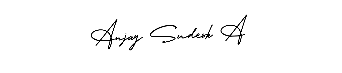 Use a signature maker to create a handwritten signature online. With this signature software, you can design (AmerikaSignatureDemo-Regular) your own signature for name Anjay Sudesh A. Anjay Sudesh A signature style 3 images and pictures png